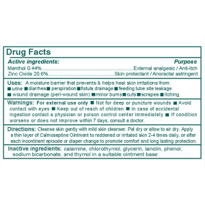 Calmoseptine Ointment Drug Facts Label